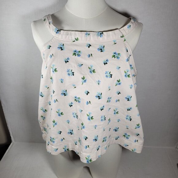 Weworewhat Womens XL Ditzy Floral White Cotton/Spandex Sleeveless Halter Top - Picture 1 of 11